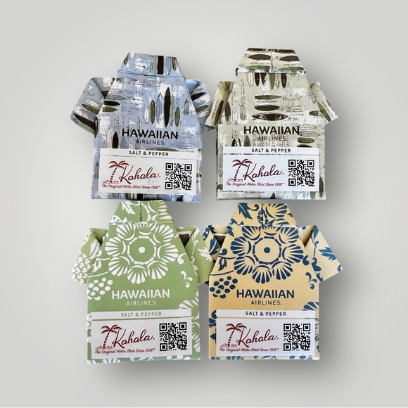 Hawaiian Airlines Salt & Pepper ORIGAMI Aloha Shirt Collectible Souvenir New - Picture 12 of 16